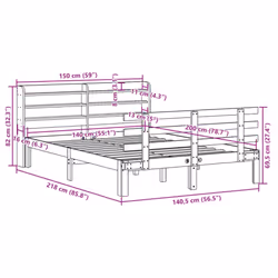 vidaXL Bed Frame with Headboard Bed Base White 140x200 cm Solid Wood Pine - Additional view 3