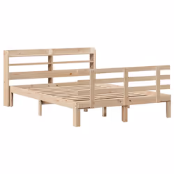 vidaXL Bed Frame with Headboard Bed Base 150x200 cm King Size Solid Wood Pine