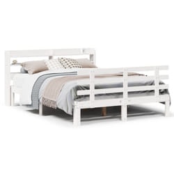 vidaXL Bed Frame with Headboard White 150x200 cm King Size Solid Wood Pine