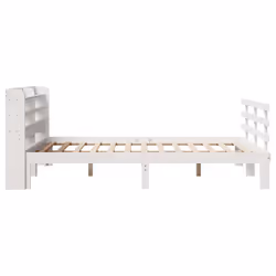 vidaXL Bed Frame with Headboard White 150x200 cm King Size Solid Wood Pine - Additional view 6