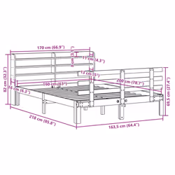 vidaXL Bed Frame with Headboard Bed Base White 160x200 cm Solid Wood Pine - Additional view 10
