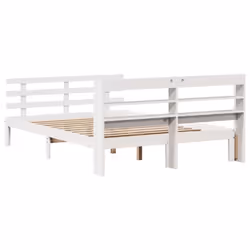 vidaXL Bed Frame with Headboard Bed Base White 160x200 cm Solid Wood Pine - Additional view 7