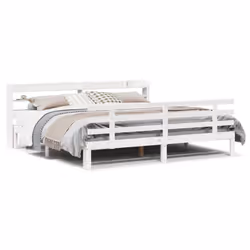 vidaXL Bed Frame with Headboard White 180x200 cm Super King Solid Wood Pine