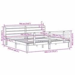 vidaXL Bed Frame with Headboard White 180x200 cm Super King Solid Wood Pine - Additional view 10