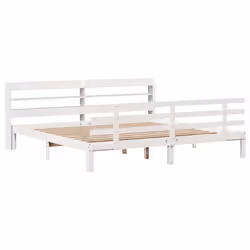 vidaXL Bed Frame with Headboard White 180x200 cm Super King Solid Wood Pine