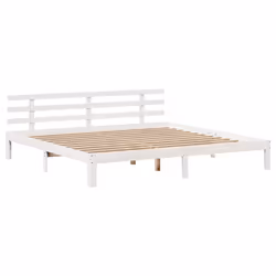 vidaXL Bed Frame with Headboard White 180x200 cm Super King Solid Wood Pine - Additional view 4