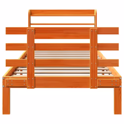 vidaXL Bed Frame & Headboard Wax Brown 75x190 cm Small Single Solid Wood Pine - Additional view 4