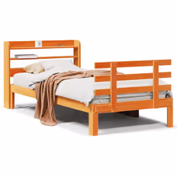 vidaXL Bed Frame with Headboard Wax Brown 90x190 cm Single Solid Wood Pine