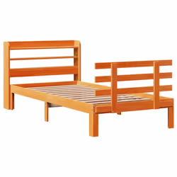 vidaXL Bed Frame with Headboard Wax Brown 90x190 cm Single Solid Wood Pine