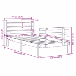 vidaXL Bed Frame with Headboard Wax Brown 90x190 cm Single Solid Wood Pine