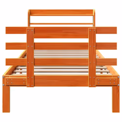 vidaXL Bed Frame with Headboard Bed Base Wax Brown 100x200 cm Solid Wood Pine - Additional view 4