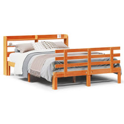 vidaXL Bed Frame with Headboard Wax Brown 150x200 cm King Size Solid Wood Pine