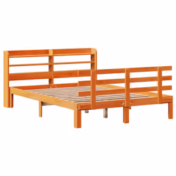 vidaXL Bed Frame with Headboard Wax Brown 150x200 cm King Size Solid Wood Pine