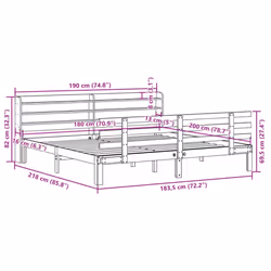 vidaXL Bed Frame with Headboard Wax Brown 150x200 cm King Size Solid Wood Pine