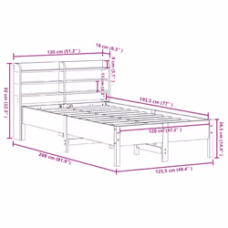 vidaXL Bed Frame with Headboard White 120x190 cm Small Double Solid Wood Pine