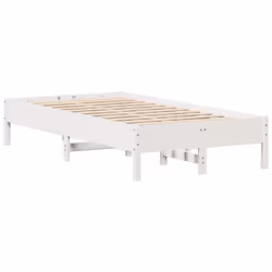 vidaXL Bed Frame with Headboard White 120x190 cm Small Double Solid Wood Pine - Additional view 6