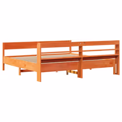 vidaXL Bed Frame with Headboard Bed Base Wax Brown 200x200 cm Solid Wood Pine - Additional view 5