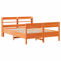 vidaXL Bed Frame with Headboard Bed Base Wax Brown 160x200 cm Solid Wood Pine - Additional view 2