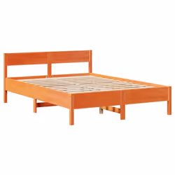 vidaXL Bed Frame with Headboard Bed Base Wax Brown 160x200 cm Solid Wood Pine - Additional view 6