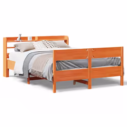 vidaXL Bed Frame with Headboard Bed Base Wax Brown 140x200 cm Solid Wood Pine