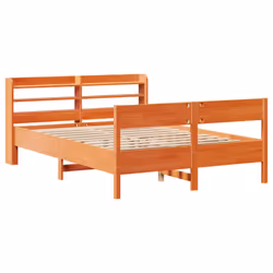 vidaXL Bed Frame with Headboard Bed Base Wax Brown 140x200 cm Solid Wood Pine