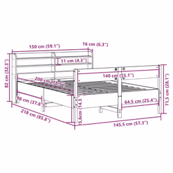 vidaXL Bed Frame with Headboard Bed Base Wax Brown 140x200 cm Solid Wood Pine