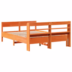 vidaXL Bed Frame with Headboard Bed Base Wax Brown 140x200 cm Solid Wood Pine - Additional view 5