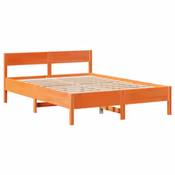 vidaXL Bed Frame with Headboard Bed Base Wax Brown 120x200 cm Solid Wood Pine - Additional view 6