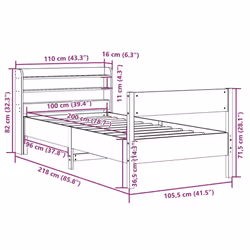vidaXL Bed Frame with Headboard Bed Base Wax Brown 100x200 cm Solid Wood Pine