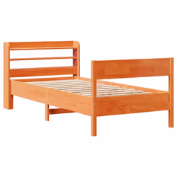 vidaXL Bed Frame & Headboard Wax Brown 75x190 cm Small Single Solid Wood Pine