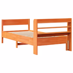 vidaXL Bed Frame & Headboard Wax Brown 75x190 cm Small Single Solid Wood Pine - Additional view 5