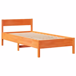 vidaXL Bed Frame & Headboard Wax Brown 75x190 cm Small Single Solid Wood Pine - Additional view 6