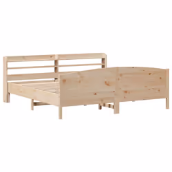 vidaXL Bed Frame with Headboard Bed Base Bedstead 200x200 cm Solid Wood Pine