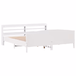 vidaXL Bed Frame with Headboard Bed Base White 200x200 cm Solid Wood Pine - Additional view 2