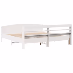 vidaXL Bed Frame with Headboard Bed Base White 200x200 cm Solid Wood Pine - Additional view 5
