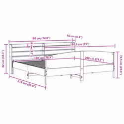 vidaXL Bed Frame with Headboard Bed 180x200 cm Super King Solid Wood Pine