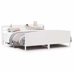 vidaXL Bed Frame with Headboard White 180x200 cm Super King Solid Wood Pine