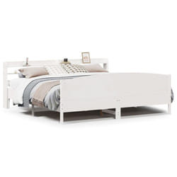 vidaXL Bed Frame with Headboard White 180x200 cm Super King Solid Wood Pine