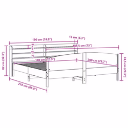 vidaXL Bed Frame with Headboard White 180x200 cm Super King Solid Wood Pine