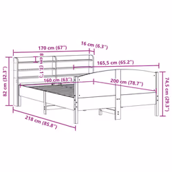 vidaXL Bed Frame with Headboard Bed Base Solid Wood Pine - 160 x 200 cm