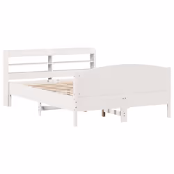 vidaXL Bed Frame with Headboard White 150x200 cm King Size Solid Wood Pine