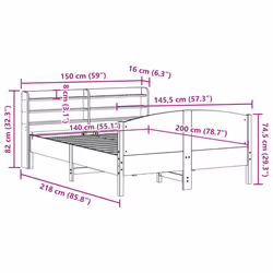vidaXL Bed Frame with Headboard Bed Base White 140x200 cm Solid Wood Pine