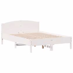 vidaXL Bed Frame with Headboard Bed Base White 140x200 cm Solid Wood Pine - Additional view 6
