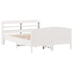 vidaXL Bed Frame with Headboard Bed Base White 140x190 cm Solid Wood Pine