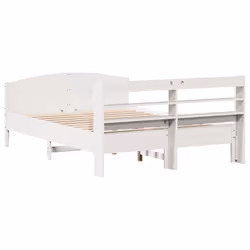 vidaXL Bed Frame with Headboard Bed White 135x190 cm Double Solid Wood Pine - Additional view 5