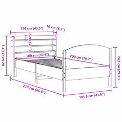vidaXL Bed Frame with Headboard Bed Base Bedstead 100x200 cm Solid Wood Pine