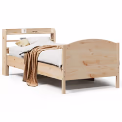 vidaXL Bed Frame with Headboard Bed 75x190 cm Small Single Solid Wood Pine