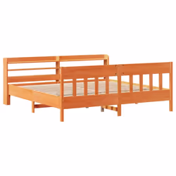 vidaXL Bed Frame with Headboard Bed Base Wax Brown 200x200 cm Solid Wood Pine