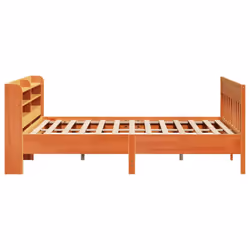 vidaXL Bed Frame with Headboard Bed Base Wax Brown 200x200 cm Solid Wood Pine - Additional view 4