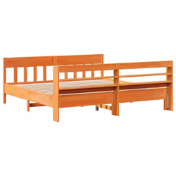 vidaXL Bed Frame with Headboard Bed Base Wax Brown 200x200 cm Solid Wood Pine - Additional view 5